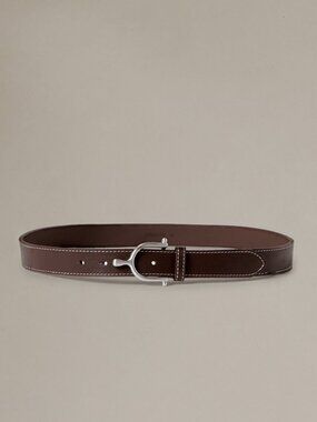 J McLaughlin Leather Spur Buckle Belt - Dark Brown NEW